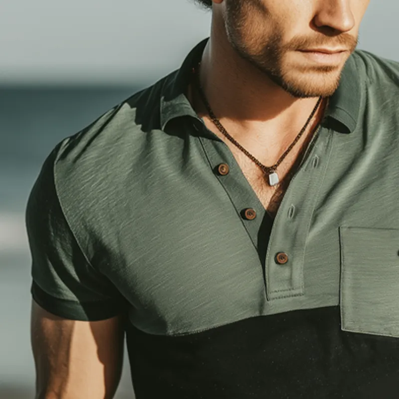 Men's Classic Colorblock Polo Neck Short Sleeve T-shirt MTA1573G8U sold by Manly product image thumbnail 3