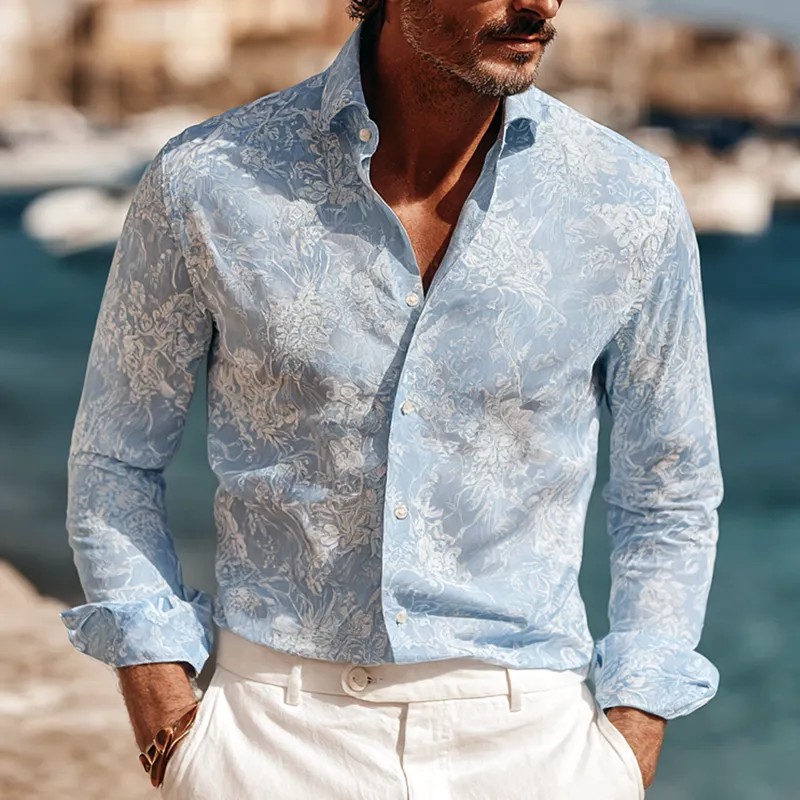 Men's Floral Print Lapel Long Sleeve Shirt MTA1667G6Z sold by Manly product image thumbnail 2