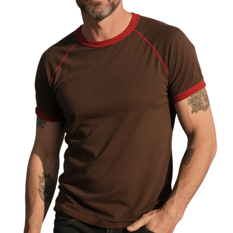 Men's Retro Casual Cotton Round Neck Short Sleeve T-Shirt MTA1644G1TO sold by Manly