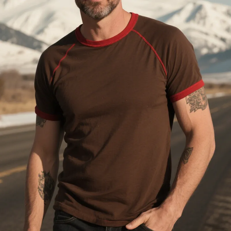 Men's Retro Casual Cotton Round Neck Short Sleeve T-Shirt MTA1644G1TO sold by Manly product image thumbnail 2