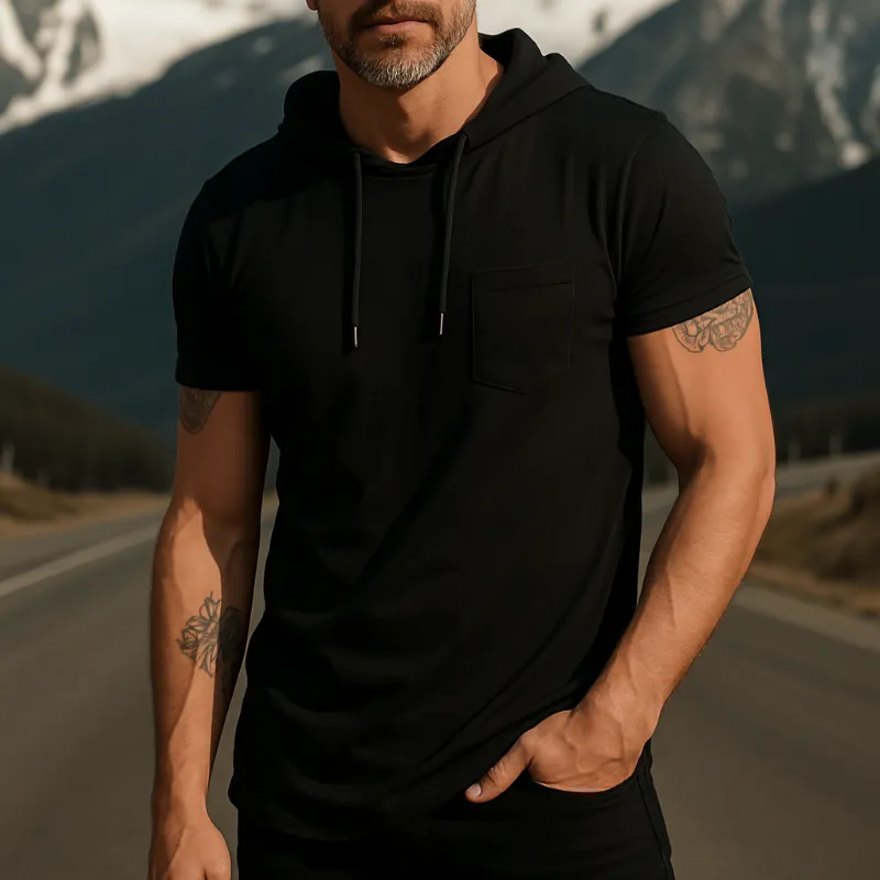 Men's Retro Casual Cotton Hooded Short Sleeve T-Shirt MTA1645G7TO sold by Manly product image thumbnail 4