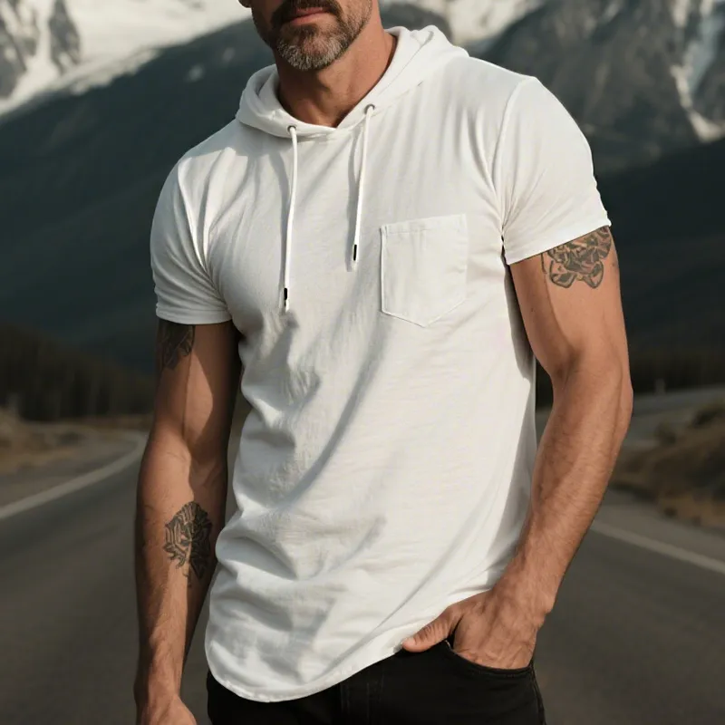 Men's Retro Casual Cotton Hooded Short Sleeve T-Shirt MTA1645G7TO sold by Manly product image thumbnail 3