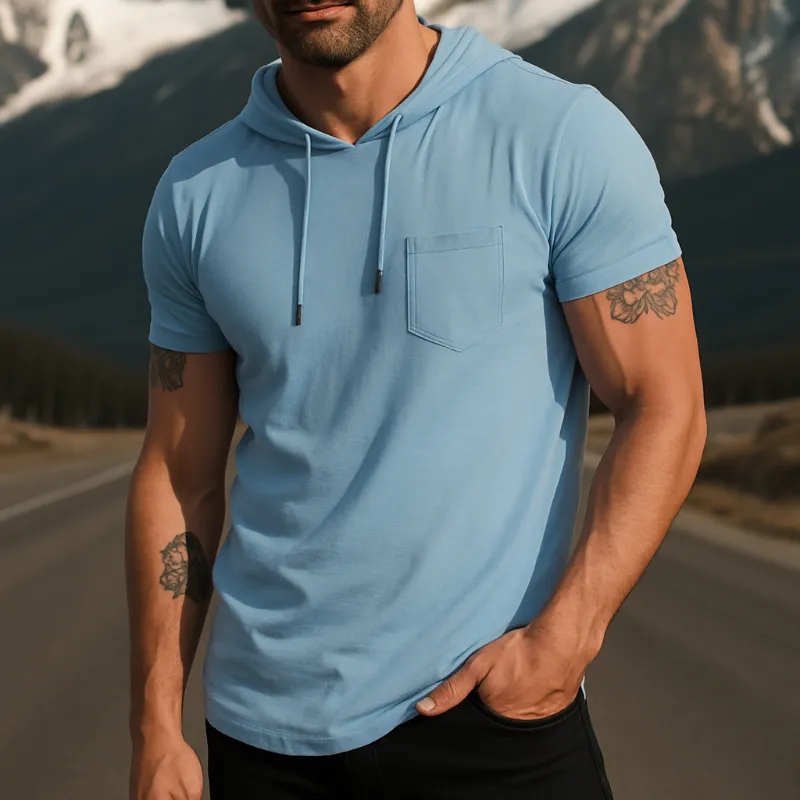 Men's Retro Casual Cotton Hooded Short Sleeve T-Shirt MTA1645G7TO sold by Manly product image thumbnail 2