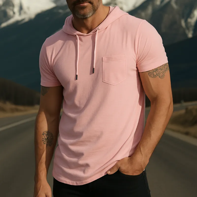 Men's Retro Casual Cotton Hooded Short Sleeve T-Shirt MTA1645G7TO sold by Manly product image thumbnail 5