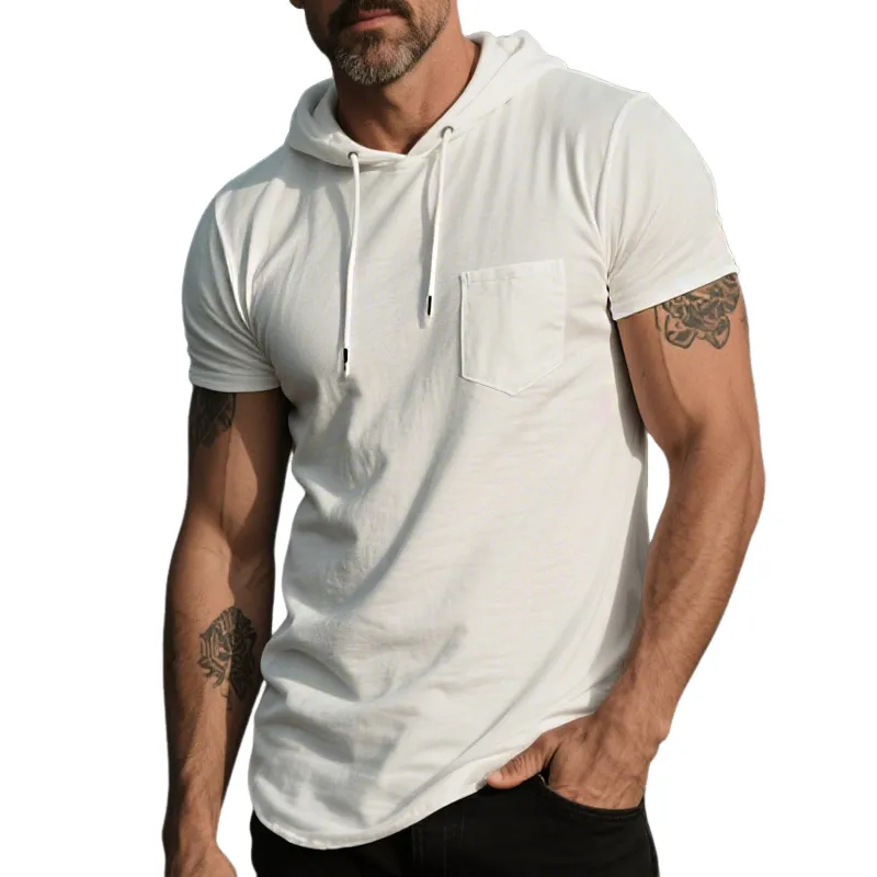 Men's Retro Casual Cotton Hooded Short Sleeve T-Shirt MTA1645G7TO sold by Manly