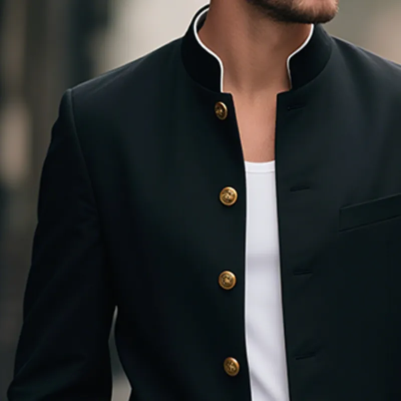 Men's Retro Casual Stand Collar Single Breasted Blazer MTA0729G2TO sold by Manly product image thumbnail 3