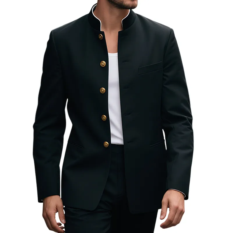 Men's Retro Casual Stand Collar Single Breasted Blazer MTA0729G2TO sold by Manly