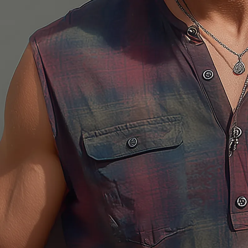 Men's Summer Fashion Contrast Print Cotton Blend Sleeveless Shirt MTA1699G4P sold by Manly product image thumbnail 3