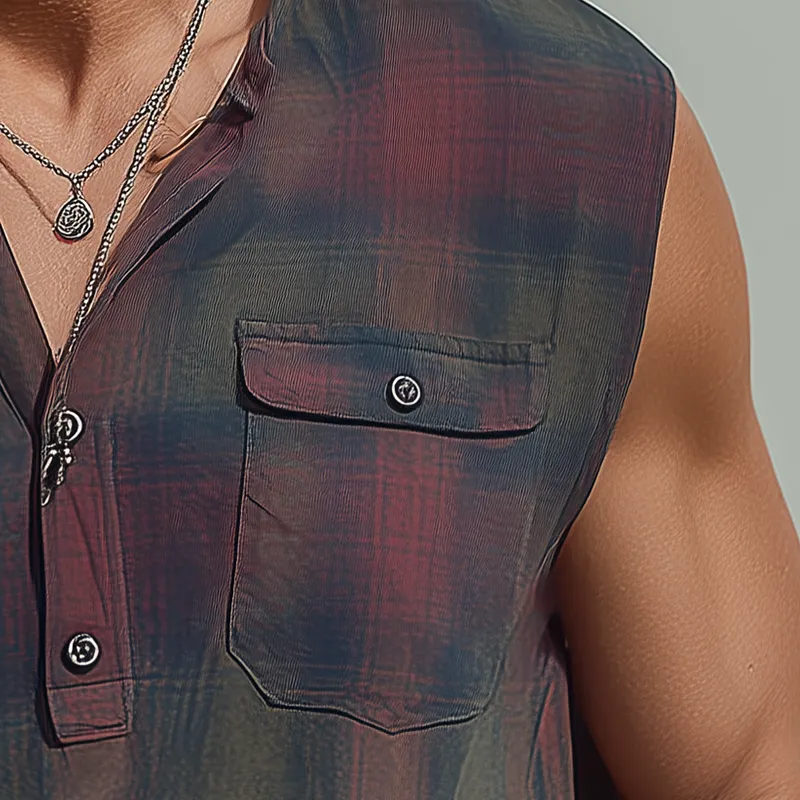 Men's Summer Fashion Contrast Print Cotton Blend Sleeveless Shirt MTA1699G4P sold by Manly product image thumbnail 4