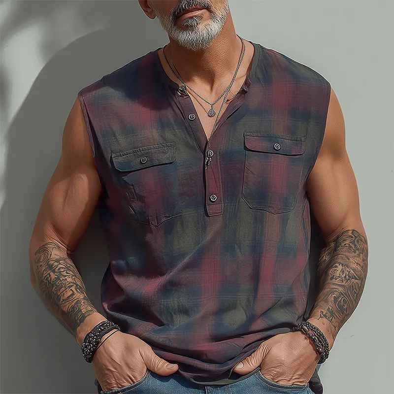 Men's Summer Fashion Contrast Print Cotton Blend Sleeveless Shirt MTA1699G4P sold by Manly product image thumbnail 2