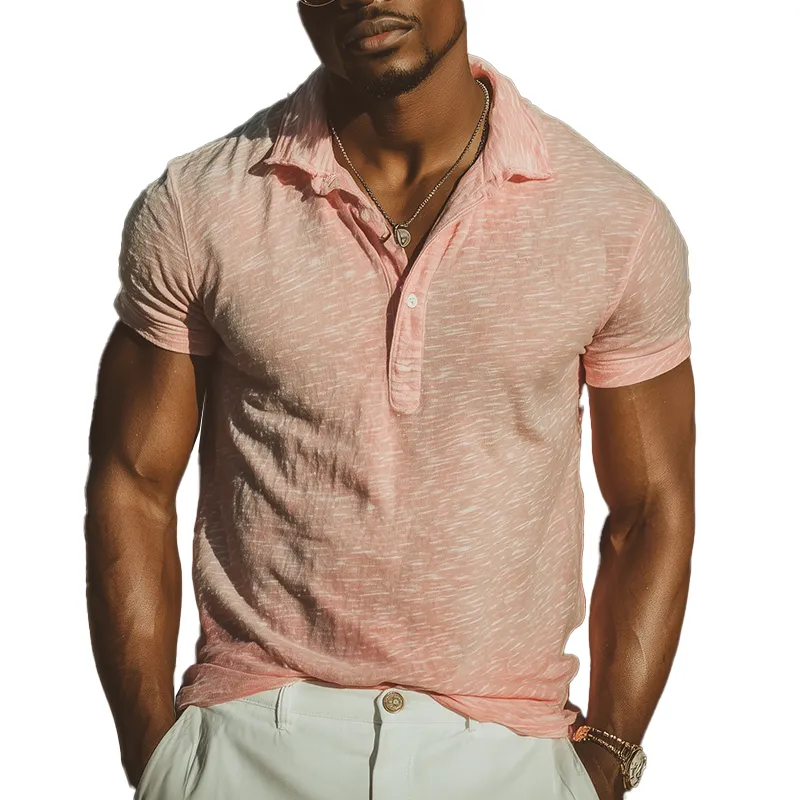 Men's Summer Fashion Printed Slub Cotton Short Sleeve Polo Shirt MTA1603G4P sold by Manly