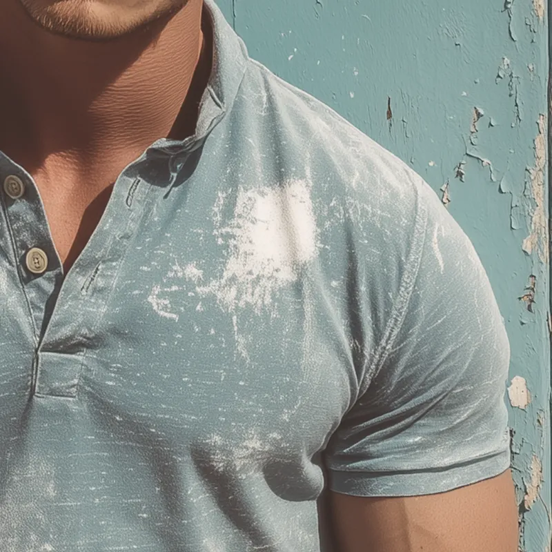 Men's Summer Distressed Printed Cotton Blended Short Sleeve Polo Shirt MTA1628G6P sold by Manly product image thumbnail 4