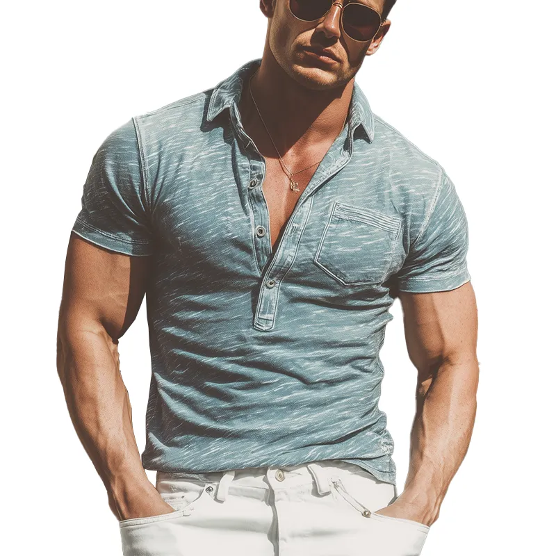 Men's Summer Retro Printed Cotton Blended Short Sleeve Polo Shirt MTA1653G9P sold by Manly