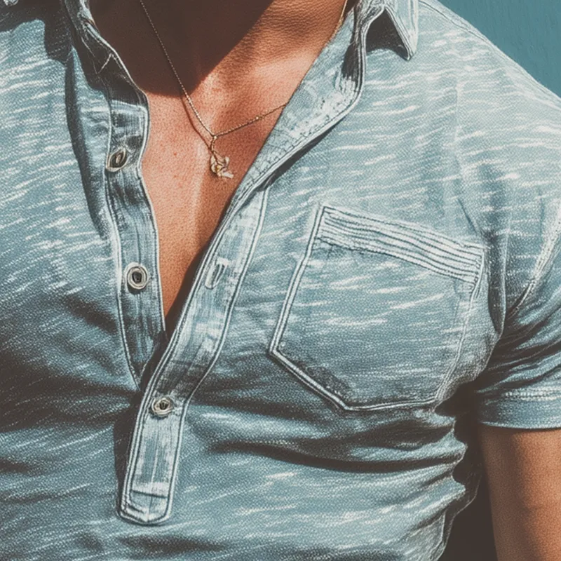 Men's Summer Retro Printed Cotton Blended Short Sleeve Polo Shirt MTA1653G9P sold by Manly product image thumbnail 3