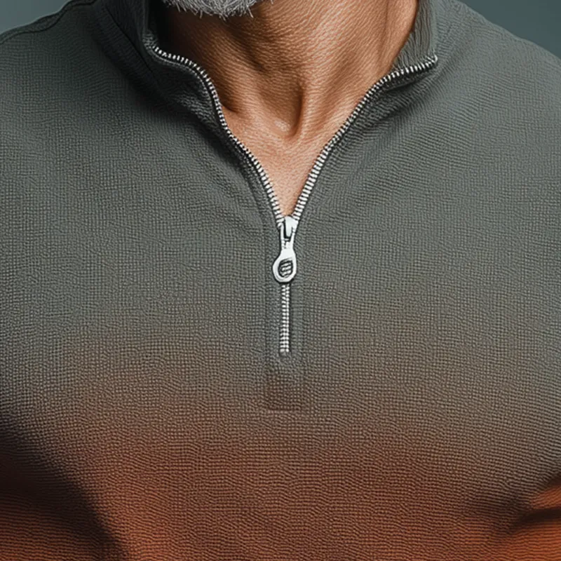 Men's Summer Gradient Print Cotton Blend Sleeveless Zipper Collar Tank Top MTA1694G4P sold by Manly product image thumbnail 3