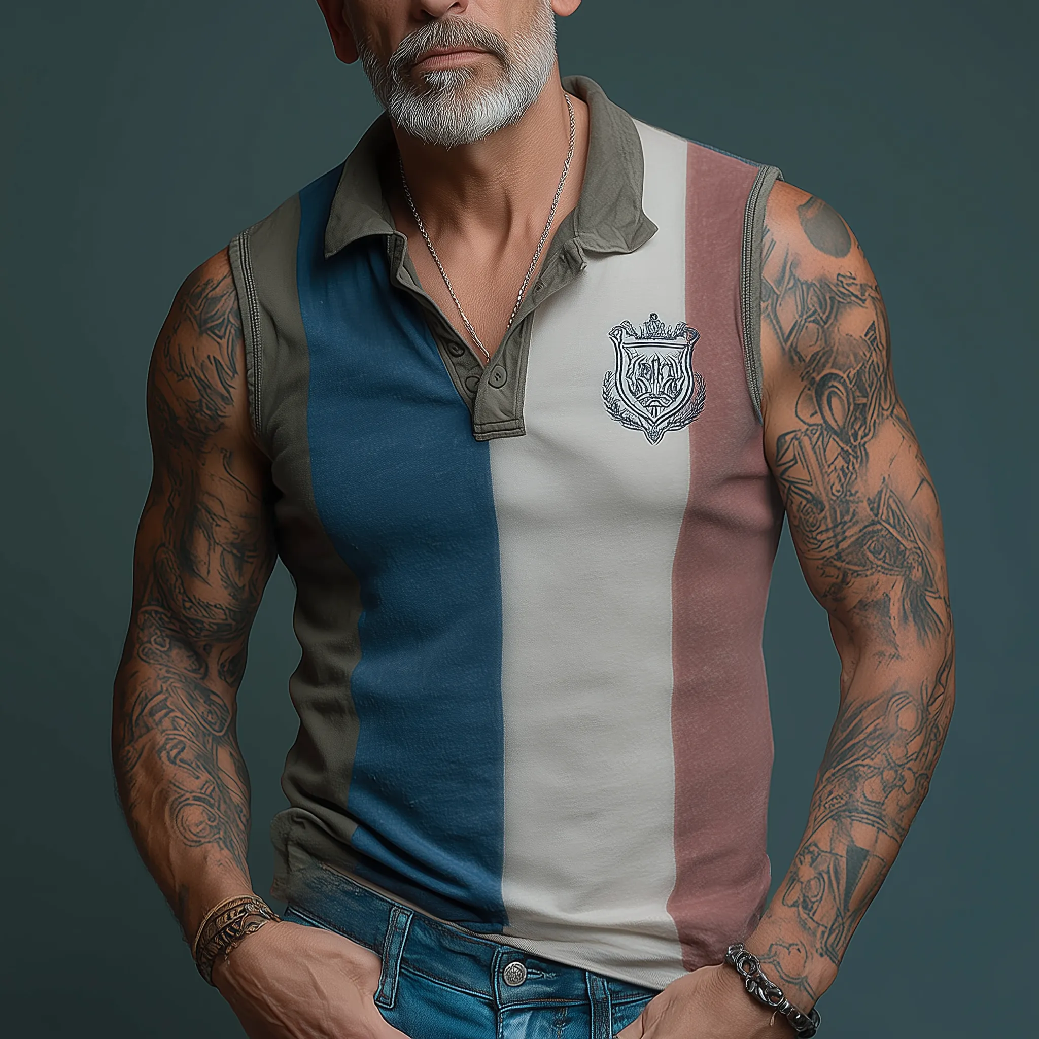 Men's Summer Contrast Print Cotton Blend Sleeveless Tank Top MTA1653G0P sold by Manly product image thumbnail 2