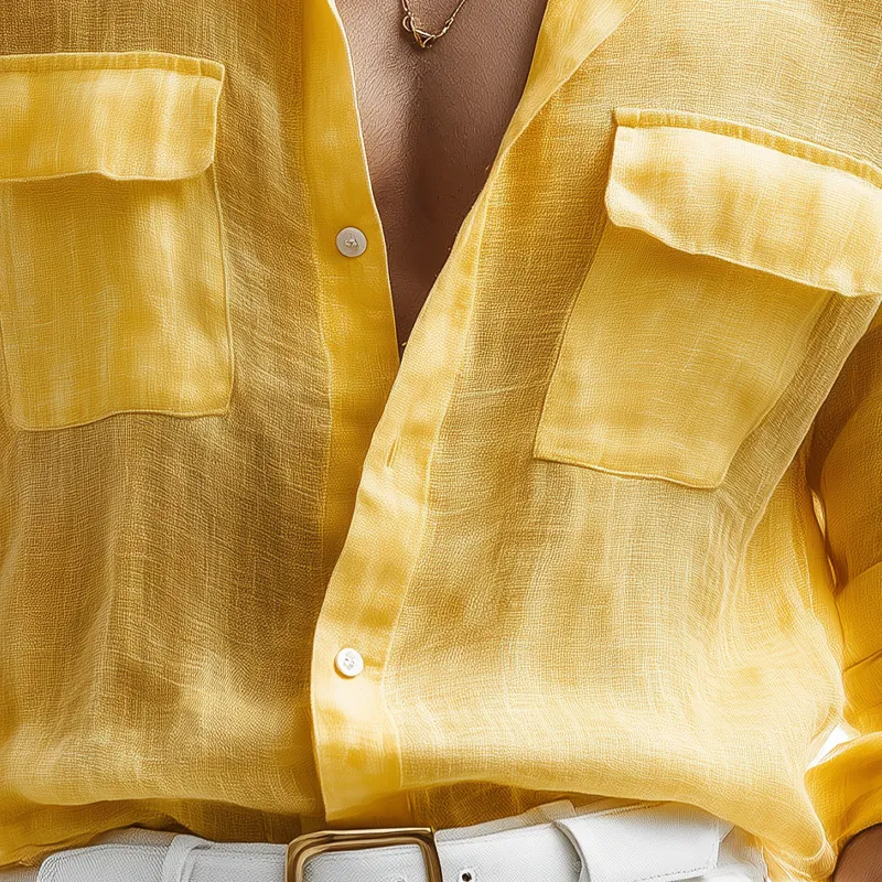 Men's Solid Color Linen Long Sleeve Shirt MTA1534G3X sold by Manly product image thumbnail 2