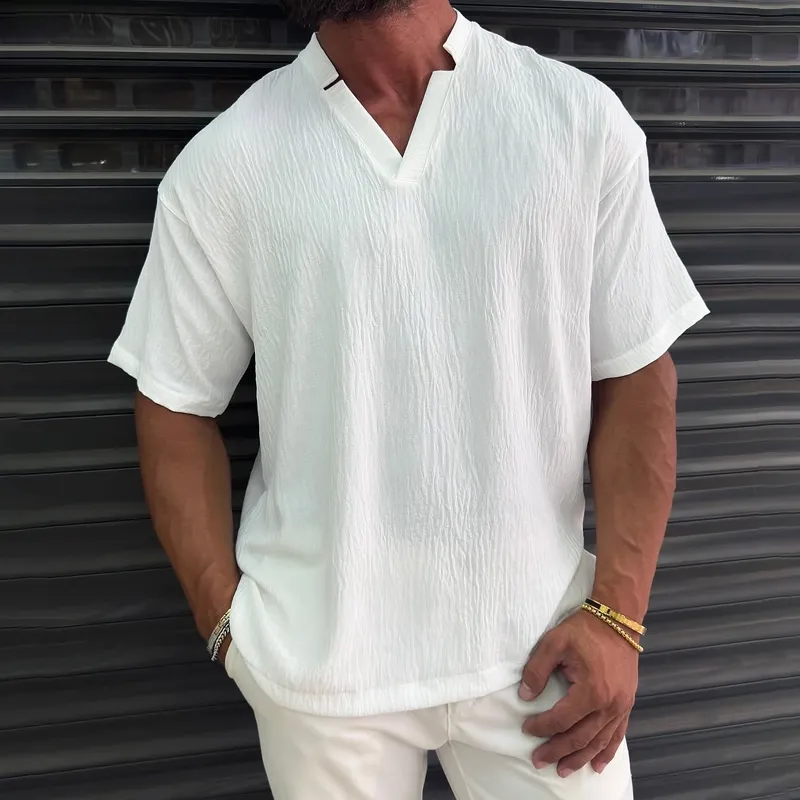 Men's Solid Textured V Neck Short Sleeve T-shirt MTA1549G3Z sold by Manly product image thumbnail 2