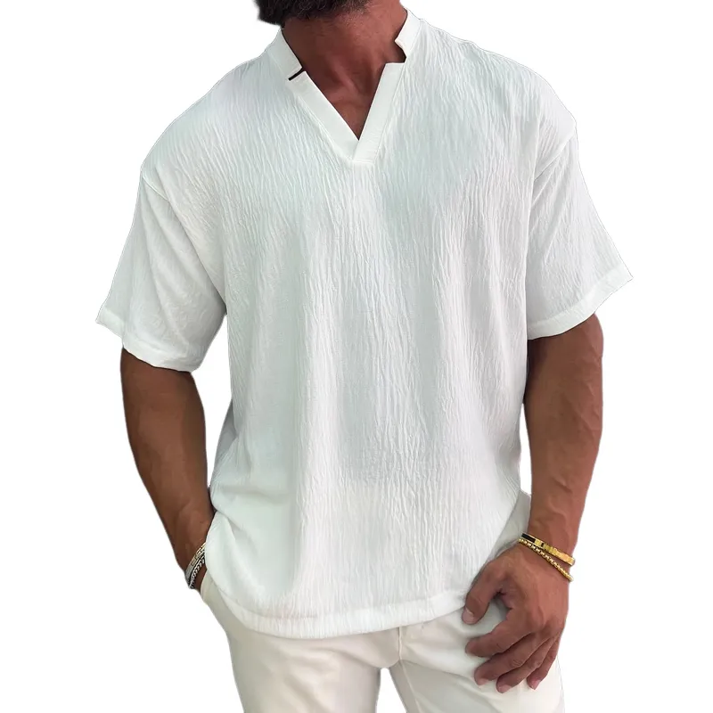 Men's Solid Textured V Neck Short Sleeve T-shirt MTA1549G3Z sold by Manly