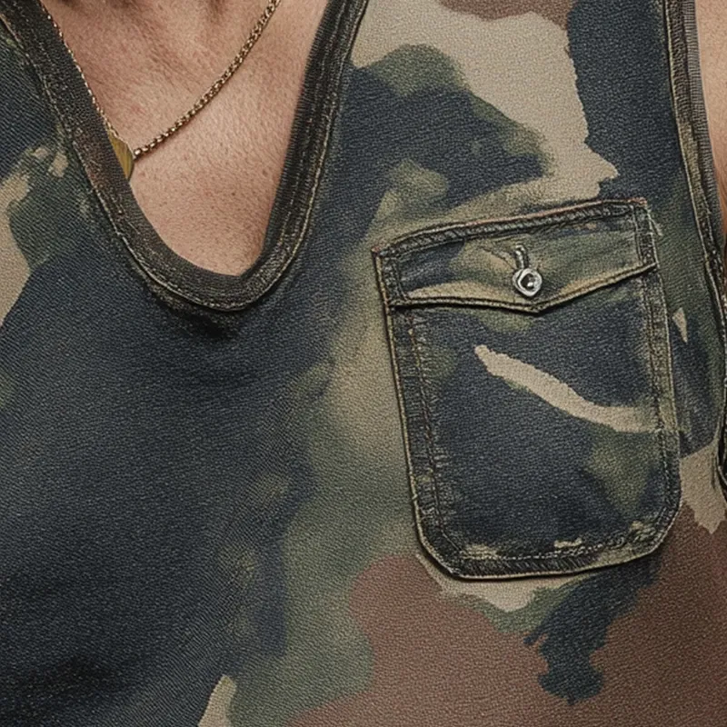 Men's Summer Fashion Camouflage Print Cotton Blend Tank Top MTA1576G5P sold by Manly product image thumbnail 3