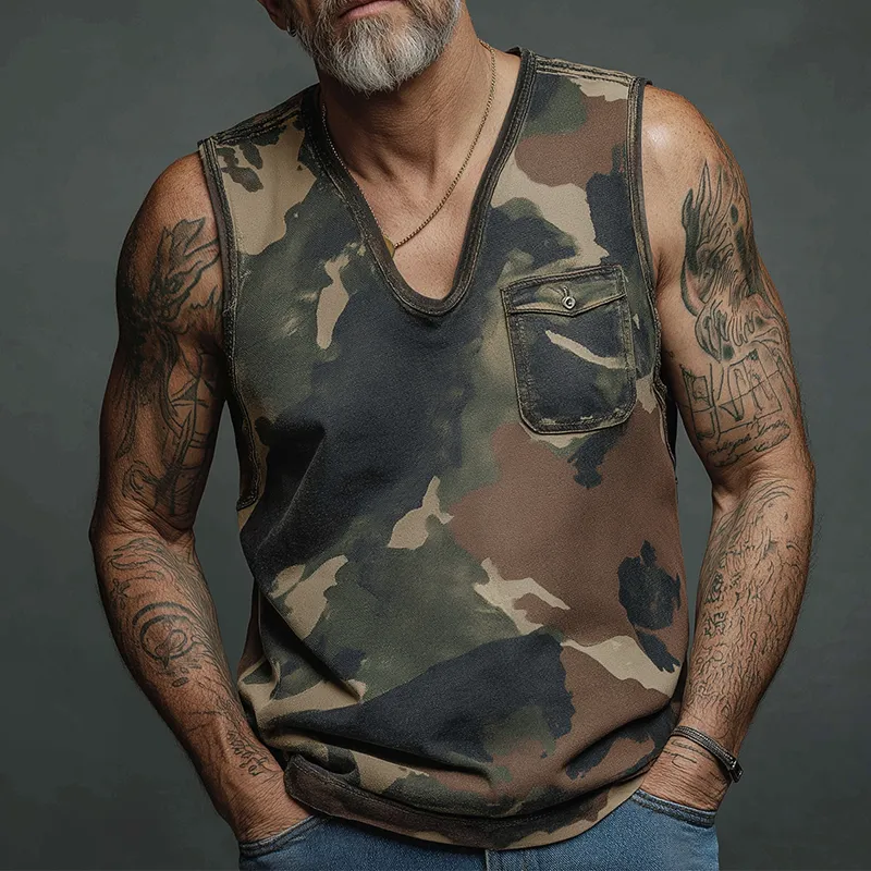 Men's Summer Fashion Camouflage Print Cotton Blend Tank Top MTA1576G5P sold by Manly product image thumbnail 2