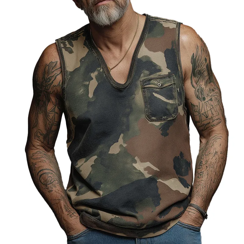 Men's Summer Fashion Camouflage Print Cotton Blend Tank Top MTA1576G5P sold by Manly