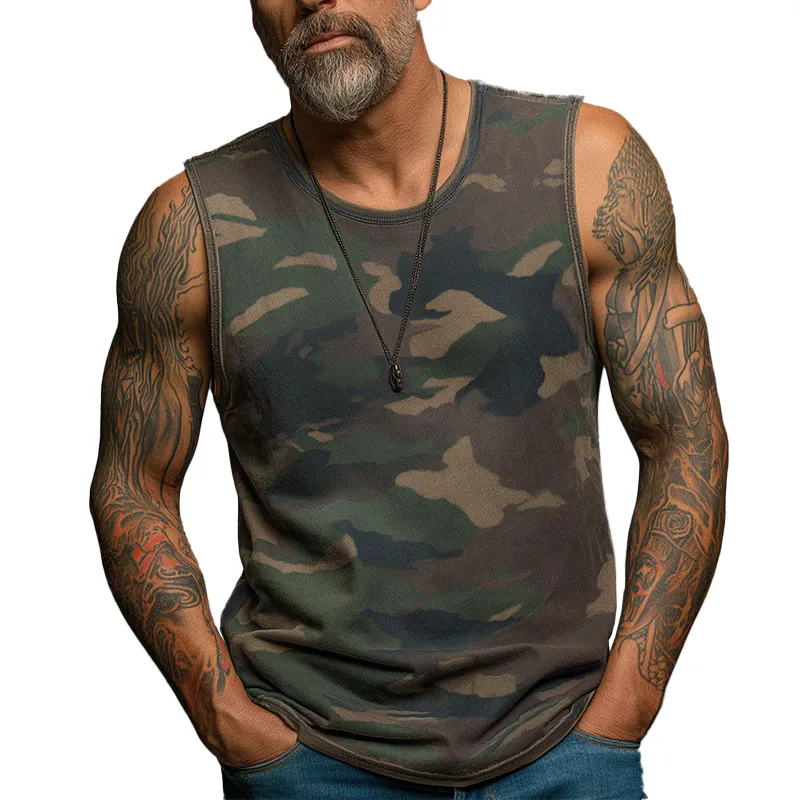Men's Summer Fashion Camouflage Print Cotton Blend Tank Top MTA1569G0P sold by Manly