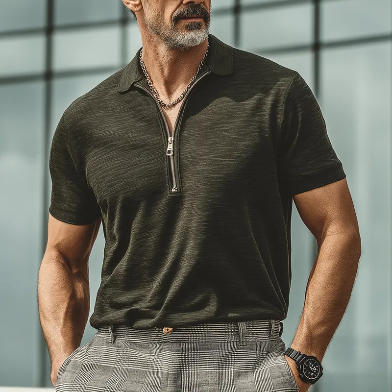 Men's Summer Fashion Cotton Blend Zipper Collar Short Sleeve Polo Shirt MTA1520G3P sold by Manly product image thumbnail 2