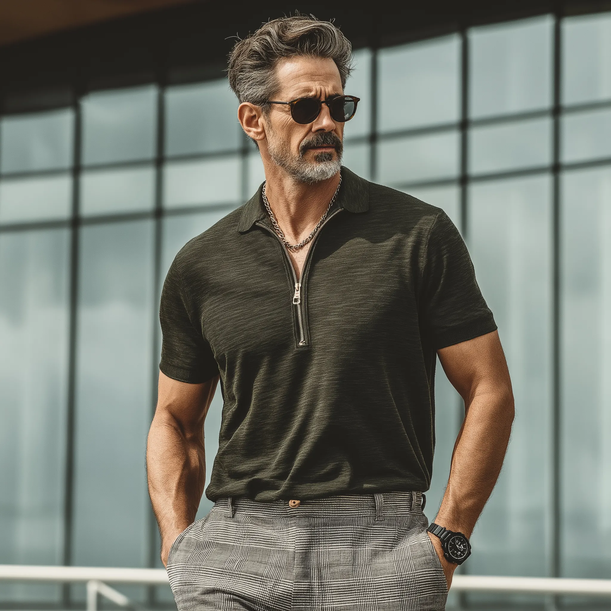 Men's Summer Fashion Cotton Blend Zipper Collar Short Sleeve Polo Shirt MTA1520G3P sold by Manly product image thumbnail 4