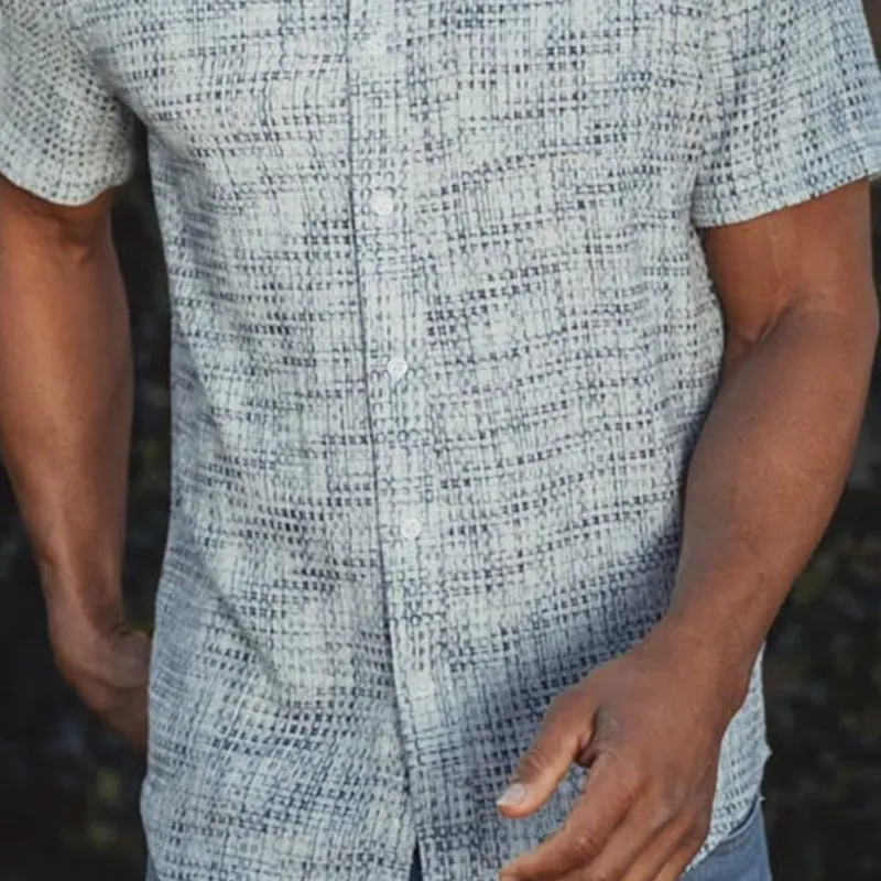 Men's Fashion Casual Cotton Blended Jacquard Fabric Slim Fit Short Sleeve Shirt MTA1593G8K sold by Manly product image thumbnail 5