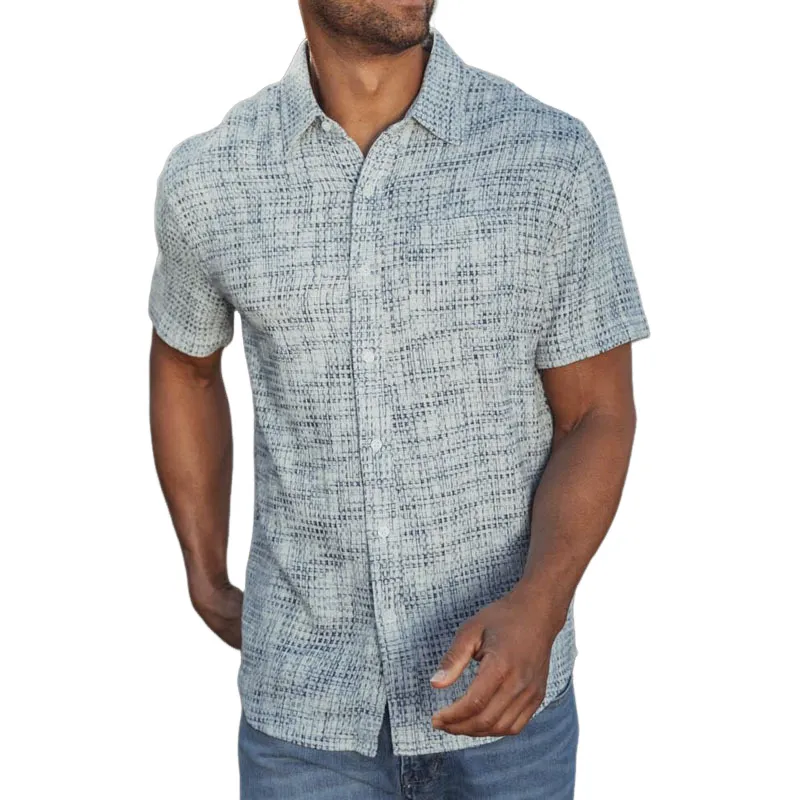 Men's Fashion Casual Cotton Blended Jacquard Fabric Slim Fit Short Sleeve Shirt MTA1593G8K sold by Manly