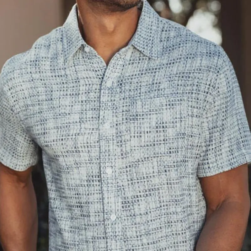 Men's Fashion Casual Cotton Blended Jacquard Fabric Slim Fit Short Sleeve Shirt MTA1593G8K sold by Manly product image thumbnail 4