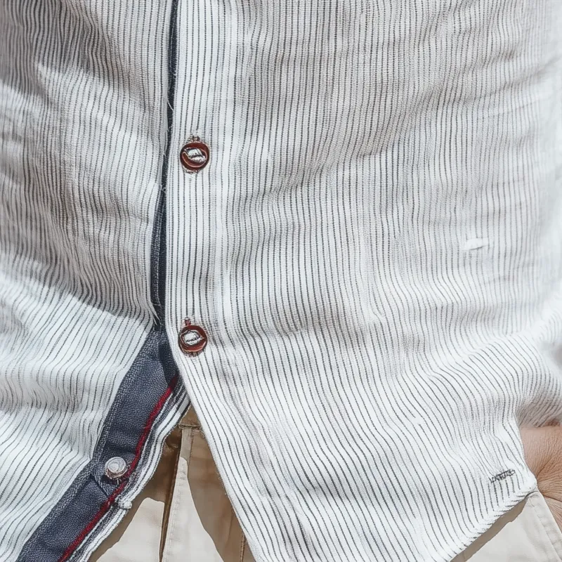 Men's Stripe Print Contrast Embroidery Short Sleeve Shirt MTA1585G2X sold by Manly product image thumbnail 4