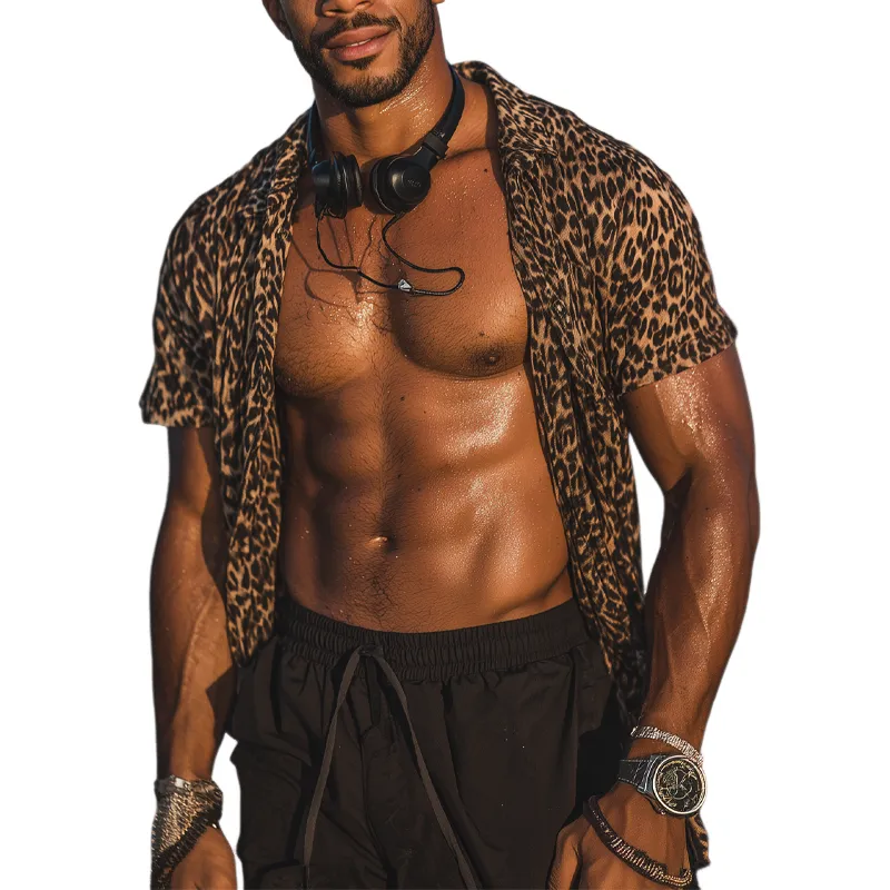 Men's Leopard Print Short Sleeve Shirt MTA1532G4X sold by Manly