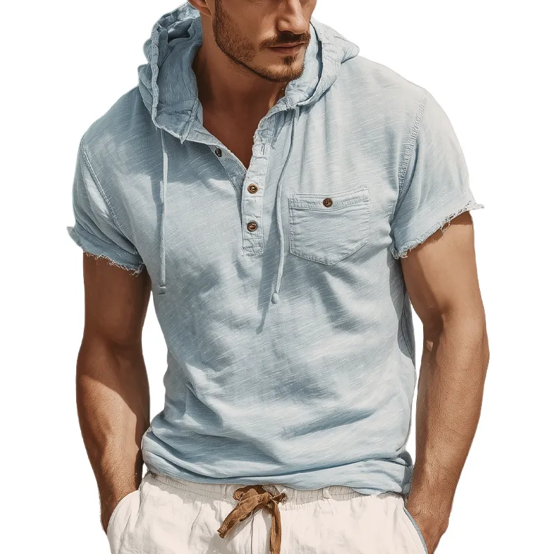 Men's Cotton Blend Solid Short Sleeve Hoodie MTA1551G0X sold by Manly