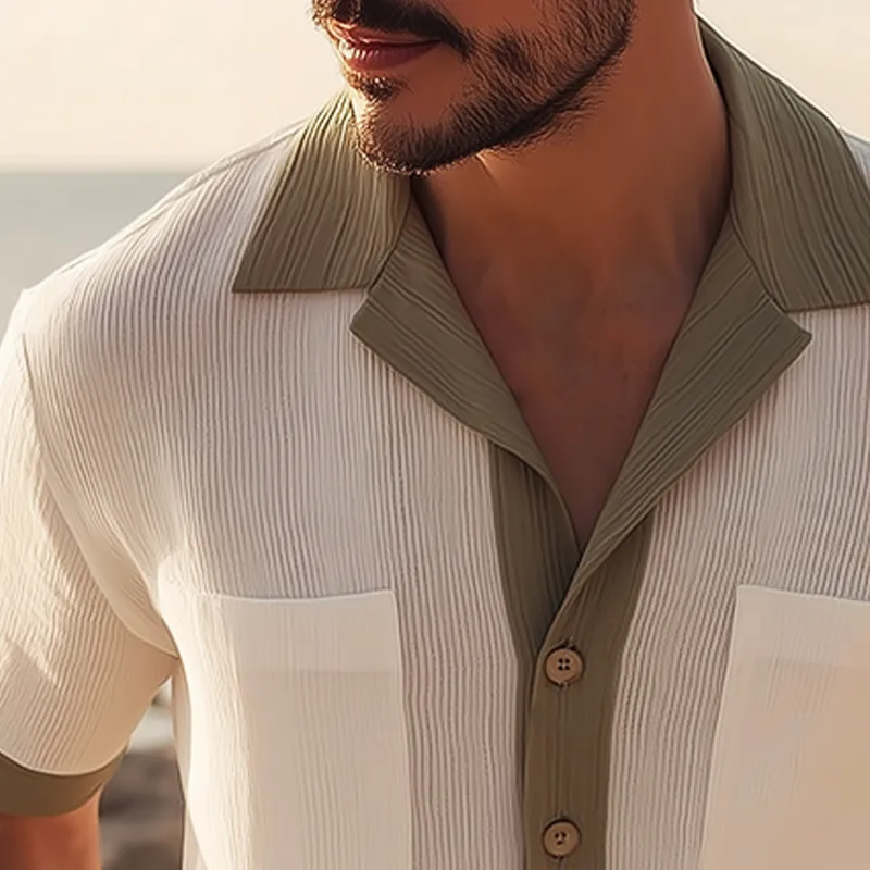 Men's Summer Classic Colorblock Knitted Short Sleeve Shirt MTA1415G5U sold by Manly product image thumbnail 2