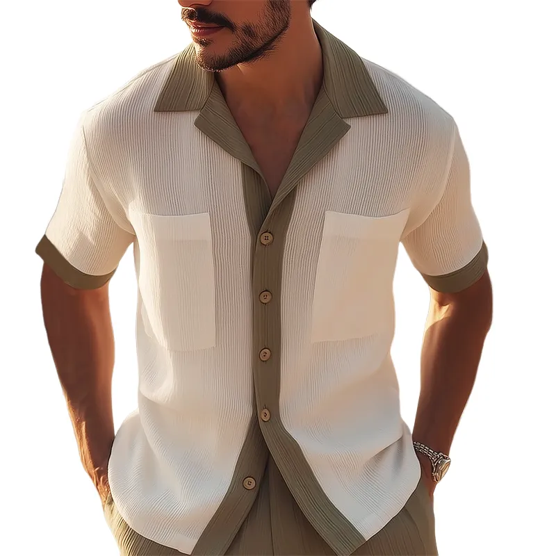 Men's Summer Classic Colorblock Knitted Short Sleeve Shirt MTA1415G5U sold by Manly