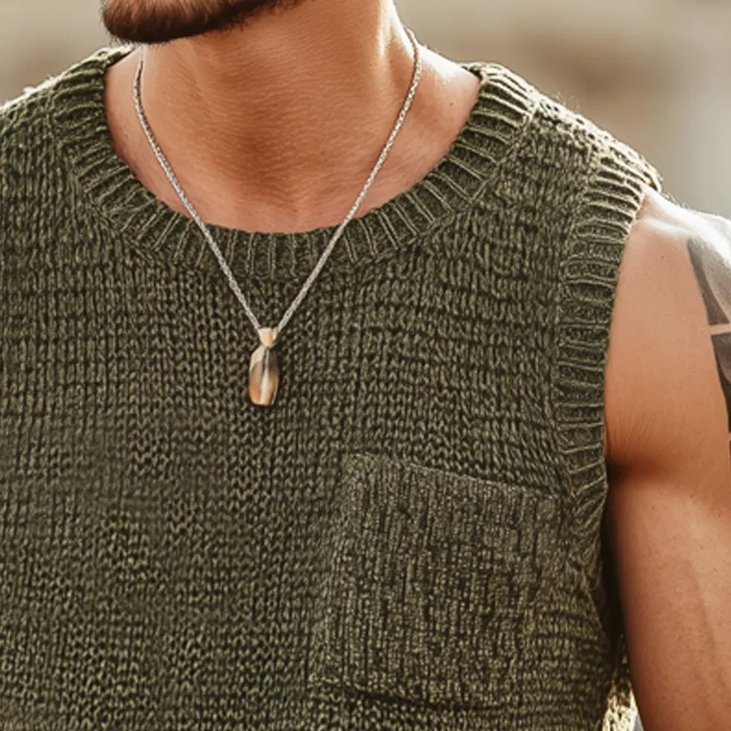 Men's Summer Solid Color Crew Neck Crochet Tank Top MTA0948G3U sold by Manly product image thumbnail 3