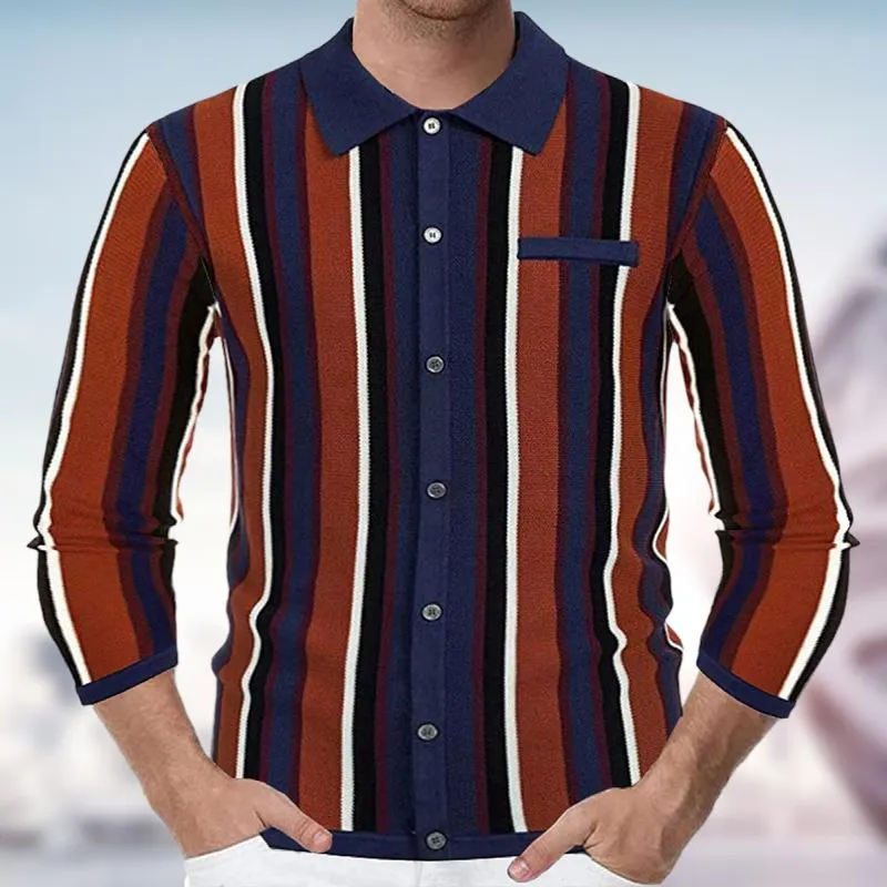 Men's Casual Thin Striped Knitted Long Sleeve Casual Polo Shirt 68778670M sold by Manly product image thumbnail 5