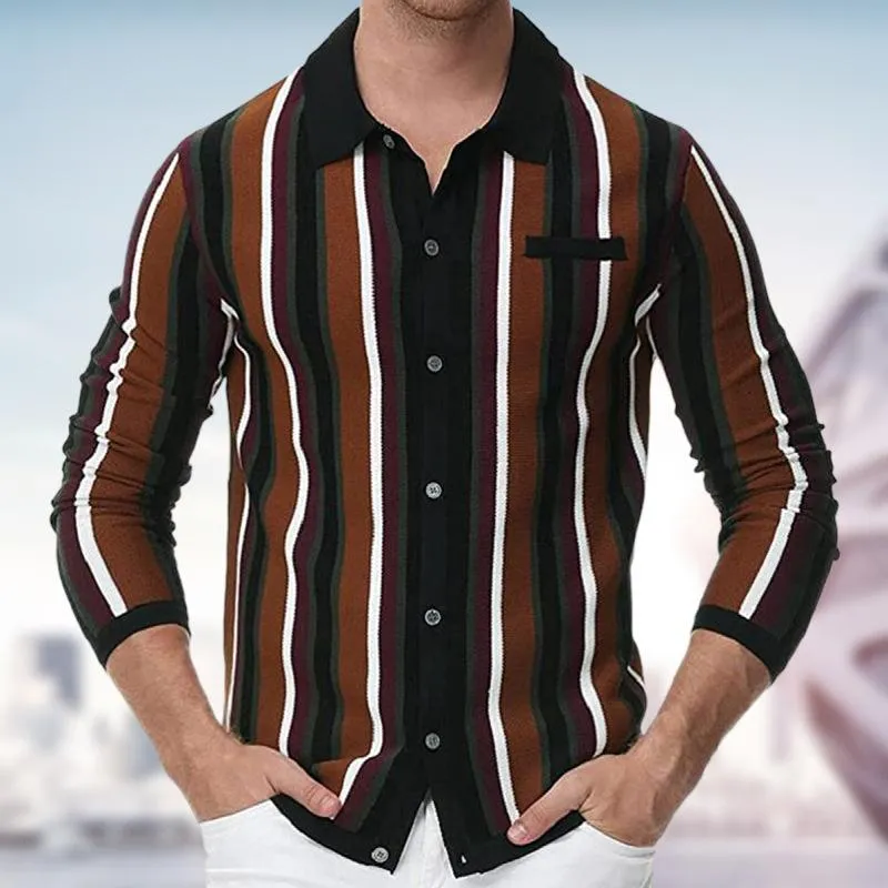 Men's Casual Thin Striped Knitted Long Sleeve Casual Polo Shirt 68778670M sold by Manly product image thumbnail 2