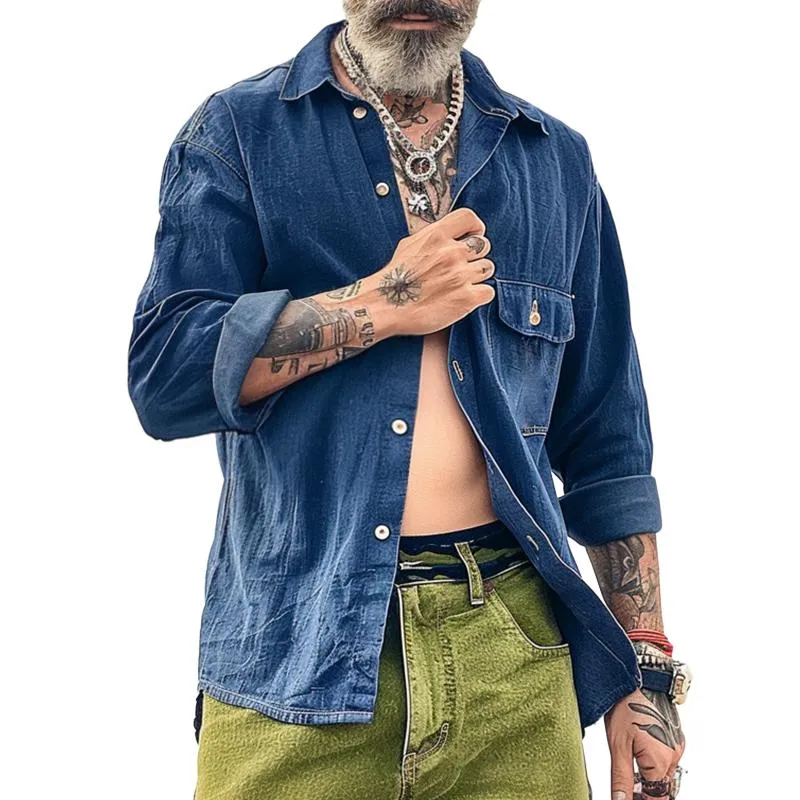 Men's Vintage Casual Pocket Shirt Jacket 43571673TO sold by Manly