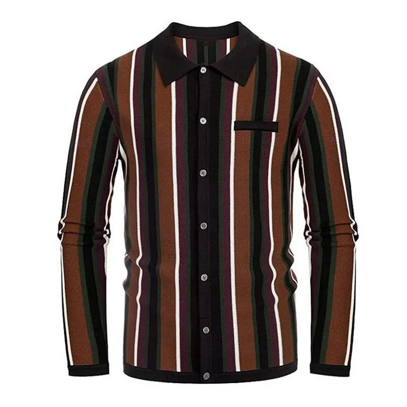 Men's Casual Thin Striped Knitted Long Sleeve Casual Polo Shirt 68778670M sold by Manly product image thumbnail 3