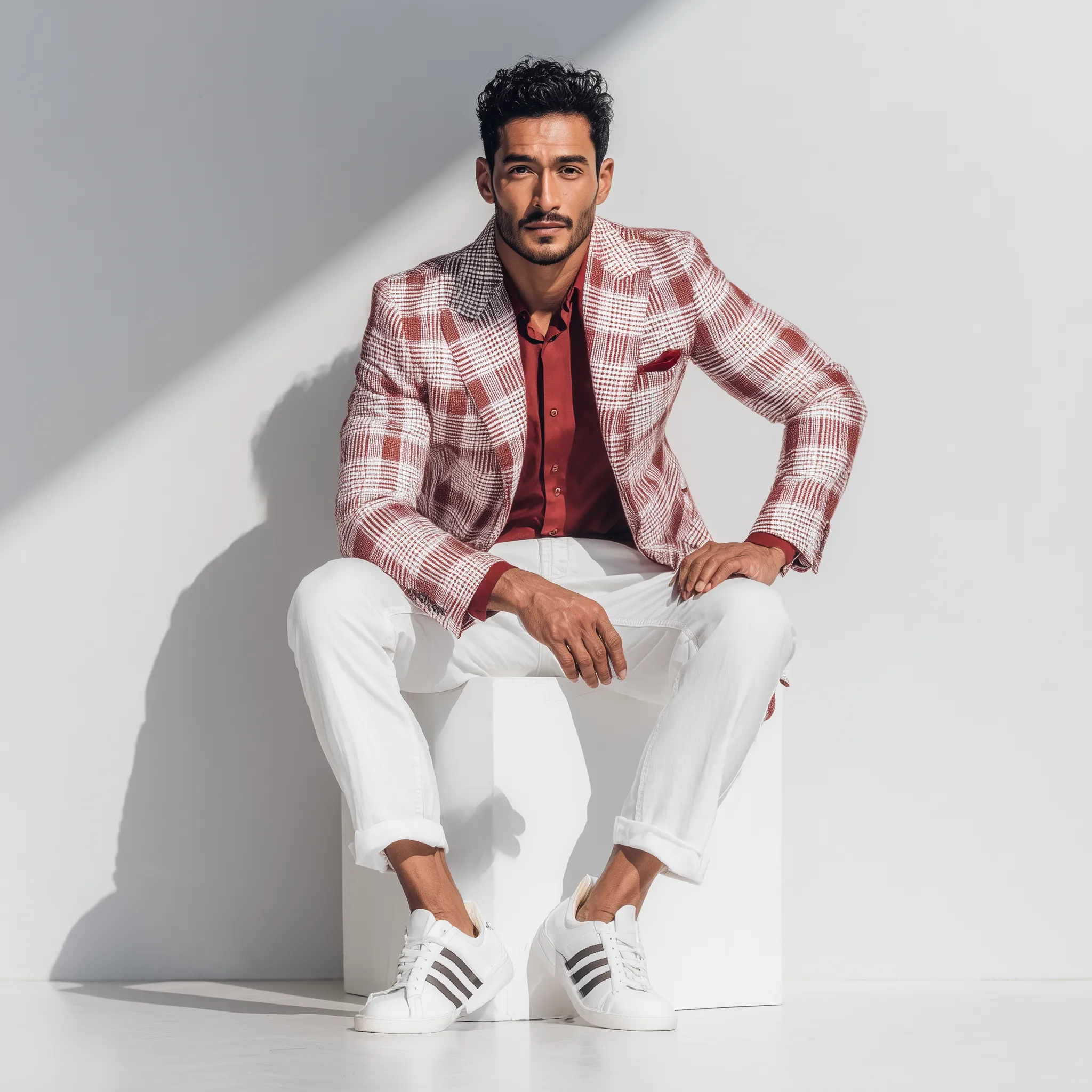 Men's Vintage Check Linen Blend Long Sleeve Blazer MTA1867G7P sold by Manly product image thumbnail 4