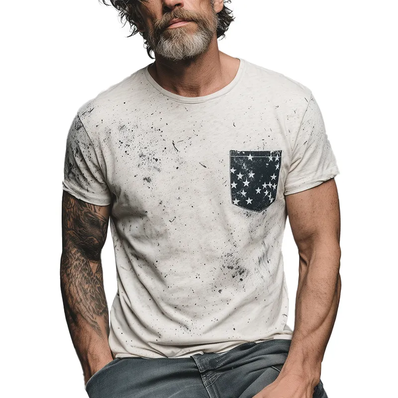 Men's Vintage Printed Cotton Short Sleeve T-Shirt MTA1863G4P sold by Manly