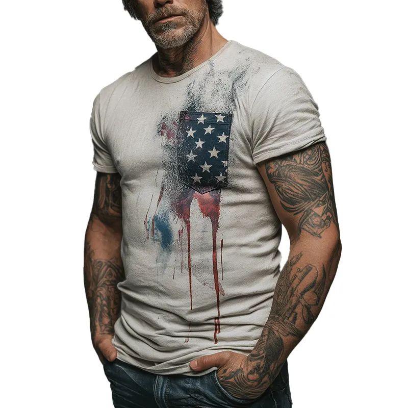 Men's Vintage Printed Cotton Short Sleeve T-Shirt MTA1874G9P sold by Manly