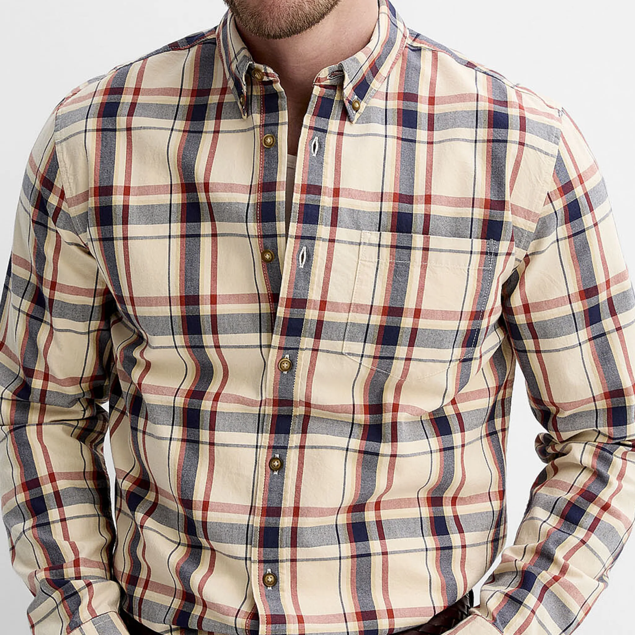 Men's Classic Casual Cotton Blend Check Lapel Long Sleeve Shirt MTA1800G2K sold by Manly product image thumbnail 4