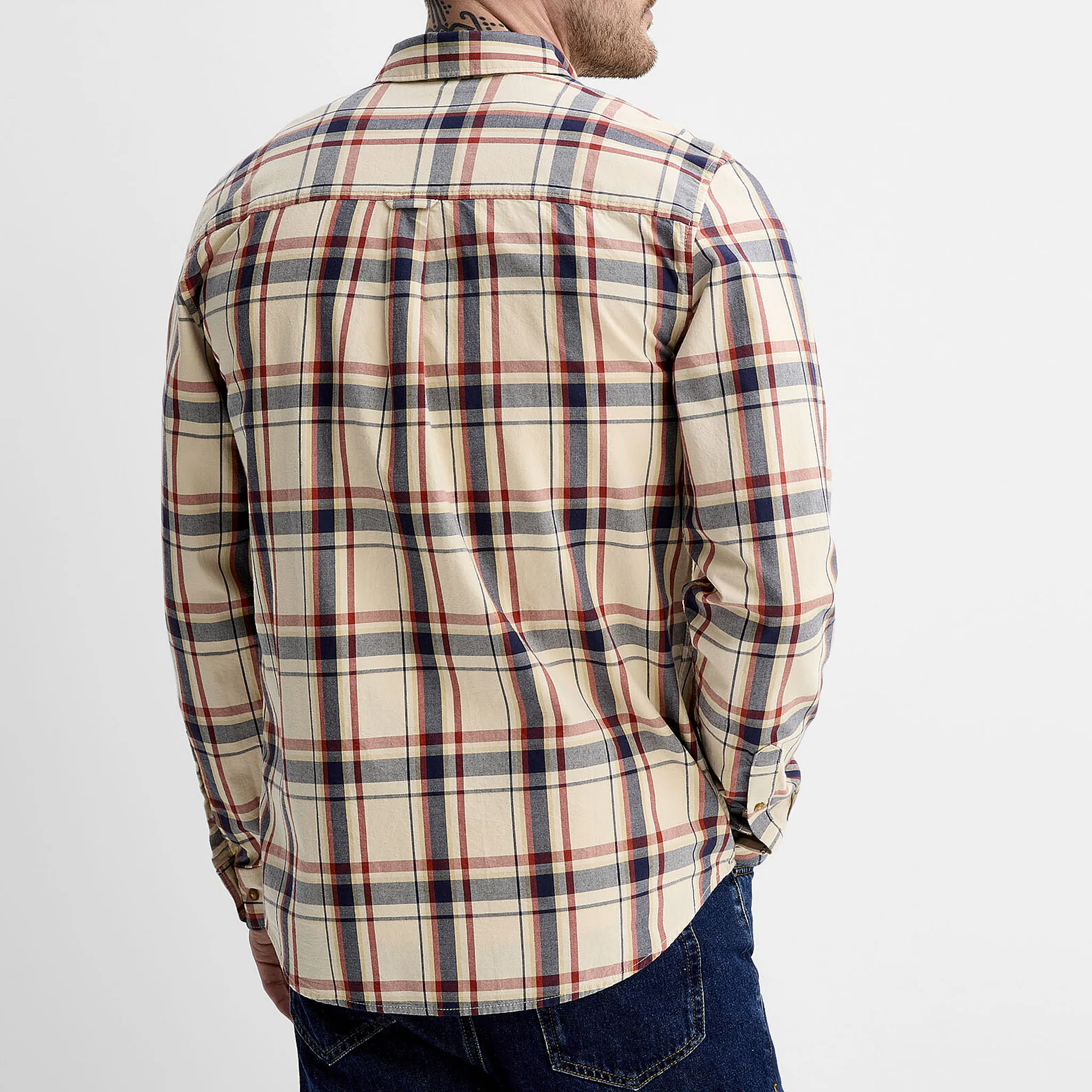 Men's Classic Casual Cotton Blend Check Lapel Long Sleeve Shirt MTA1800G2K sold by Manly product image thumbnail 3