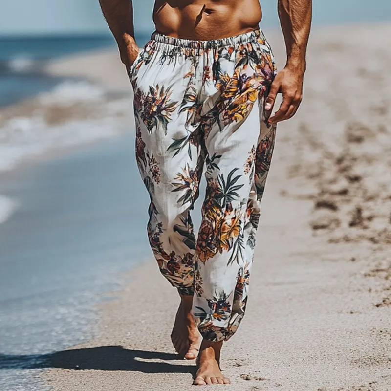 Men's Holiday Printed Elastic Waist Beach Pants MTA1876G9X sold by Manly product image thumbnail 3