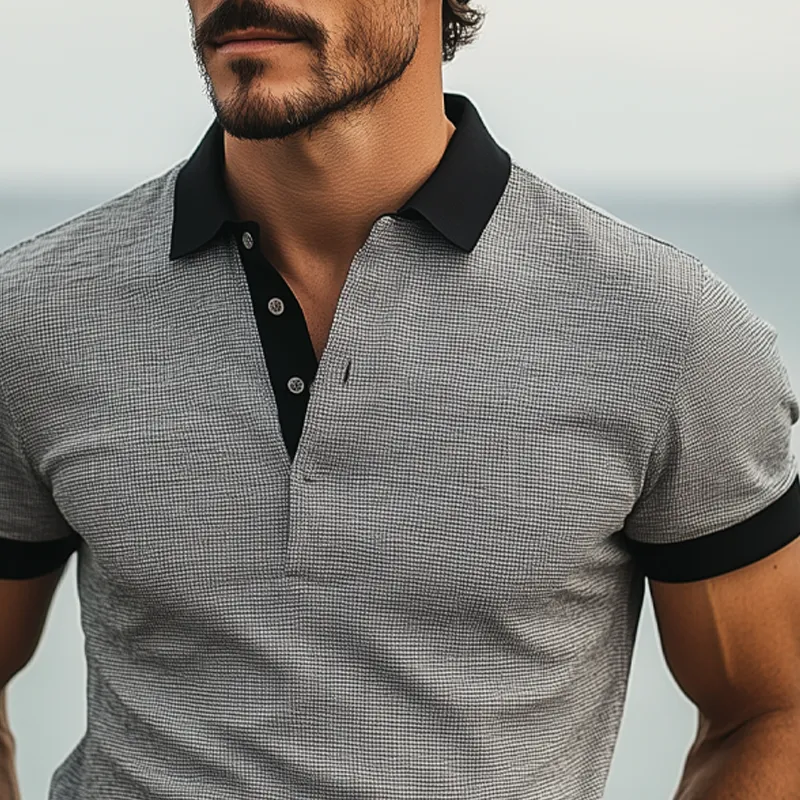 Men's Waffle Short-sleeved POLO Shirt MTA1824G3X sold by Manly product image thumbnail 3