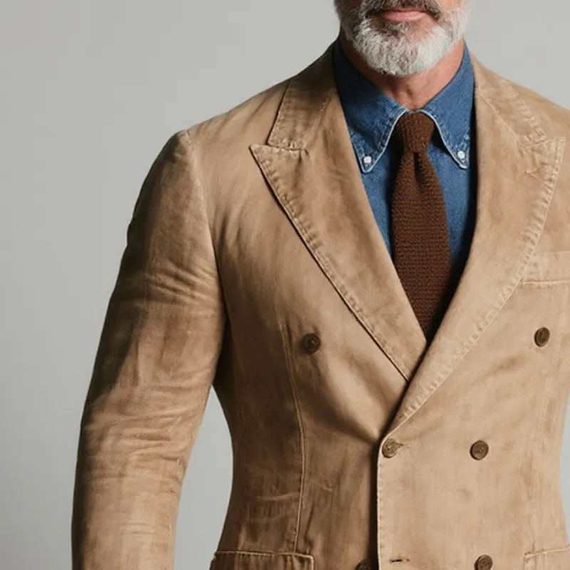 Men's Retro Casual Washed Double Breasted Blazer MTA1644G4TO sold by Manly product image thumbnail 3